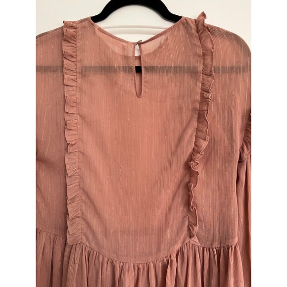 Zara Trafaluc Collection Long Sleeve Ruffle Blush Pink Mini Dress X Small - Picture 6 of 7